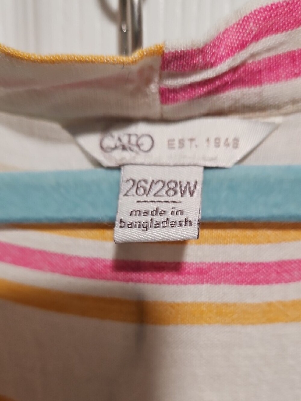 Cato Cream Tunic with Pink & Yellow Stripes - Picture 2 of 5